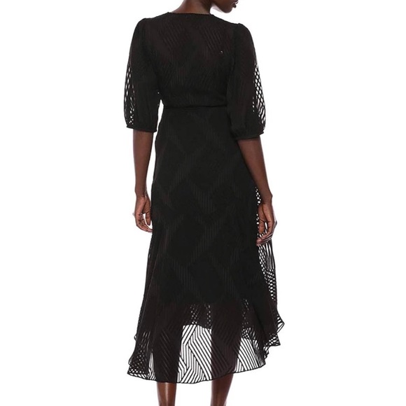 Calvin Klein Black Shadow Stripe Wrap Dress - Picture 3 of 6